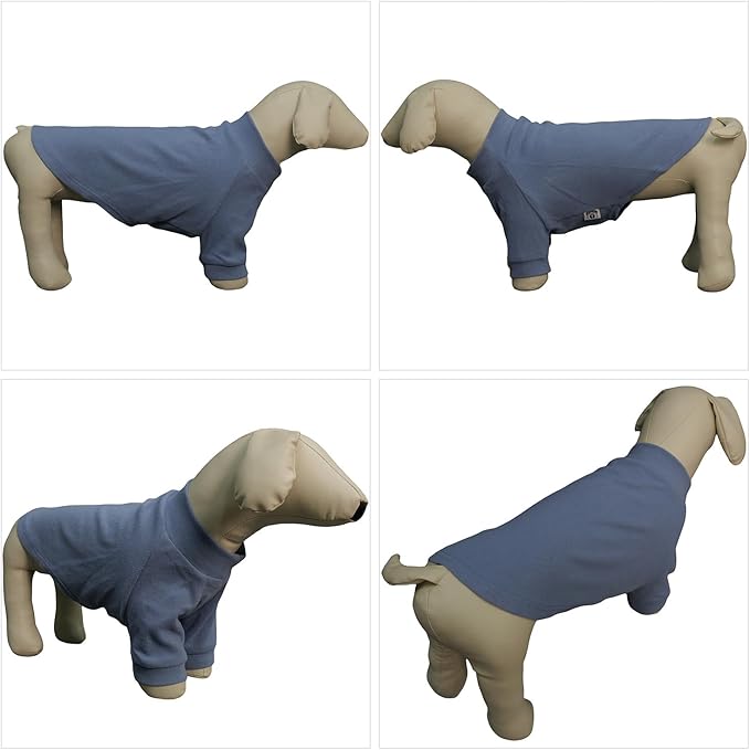 Lovelonglong Ribbed Dog T-Shirt Cotton Knitted Dog Sweaters for All Season Pet T-Shirts for Large Medium Small Dogs Grayish Blue 2XL