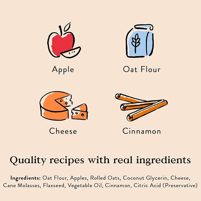 Bocce's Bakery Apple Juice Box Treats for Dogs, Wheat-Free Everyday Dog Treats, Made with Real Ingredients, Baked in The USA, All-Natural Soft & Chewy Cookies, 6 oz