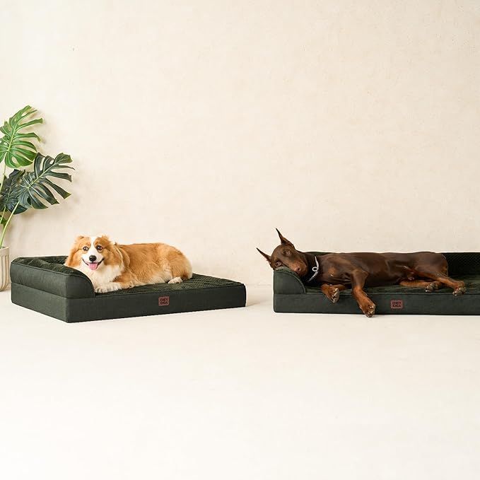 EHEYCIGA Memory Foam Dog Bed XLarge Sized Dogs, Extra Large Dog Bed Orthopedic with Washable Removable Cover, Waterproof XL Pet Bed Couch, 44x33x6 Inches, Dark Green