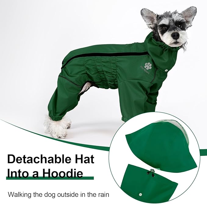 PINA Dog Raincoat - Waterproof Dog Jacket with Hood and Reflective Strap, Lightweight Poncho for Wet Weather, Full Wrap Design for Full Protection