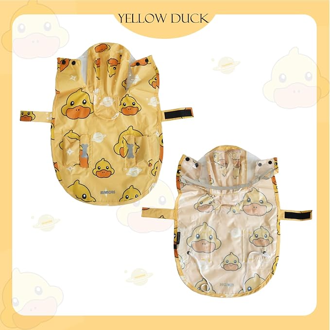 Dog Raincoat,Waterproof Rain Poncho with Hoodie, High Reflective Adjustable Pet Rain Jacket with Leash Hole for Small Medium and Large Dogs (Yellow Duck, X-Large)