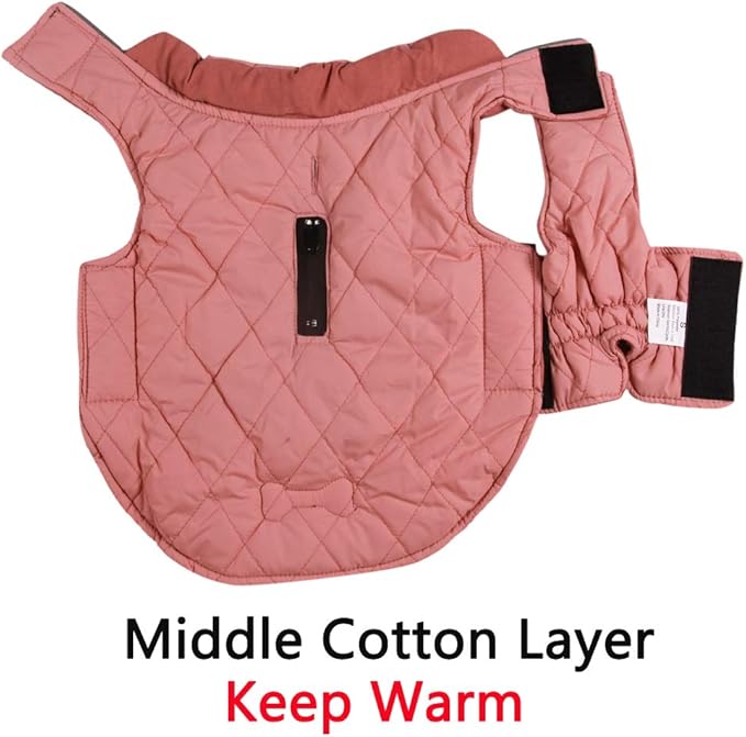 Reversible Dog Coats for Large Dogs Waterproof Warm Dog Jacket for Cold Winter,Pink XL