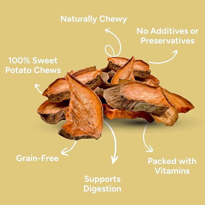Gaines Family Farmstead Sweet Potato Chews for Dogs - 32 oz Bag, Single Ingredient, Sweet Potato Dog Treats, High Fiber, Grain-Free, Rawhide Alternative, Vitamin-Rich, Made in USA