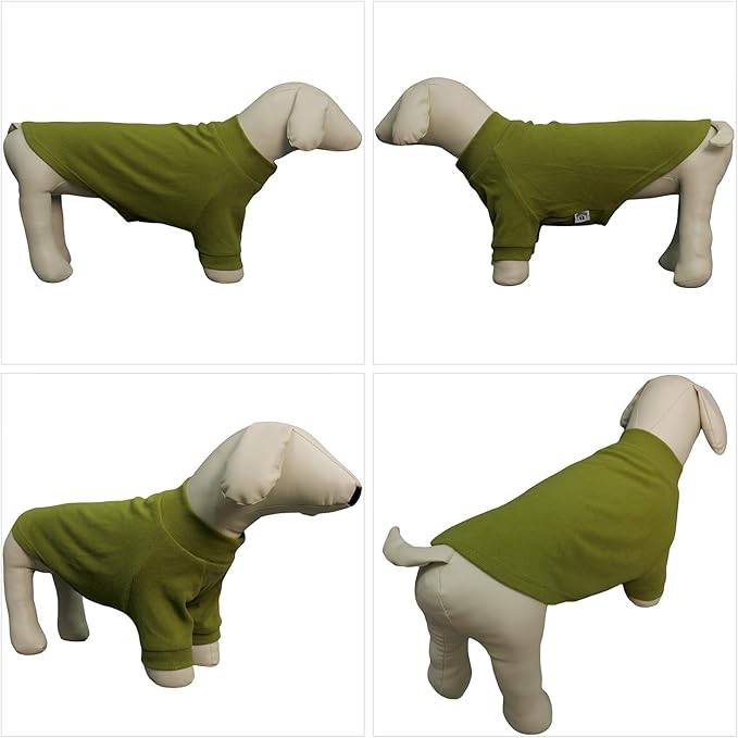 Lovelonglong Ribbed Dog T-Shirt Cotton Knitted Dog Sweaters for All Season Pet T-Shirts for Large Medium Small Dogs Olive Green L