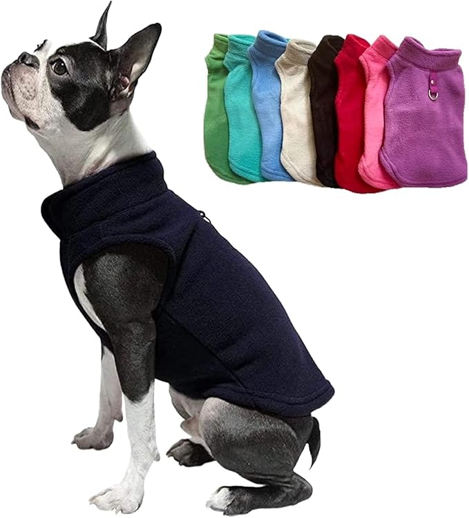 JACKO & CO - Fleece Vest Dog Sweater with Leash Ring - Soft, Warm & Lightweight Pullover Coat for Small & Medium Dogs, Puppies & Cats - Cozy Fall/Winter/Spring Pet Jacket (Black, Large 10-16lbs)