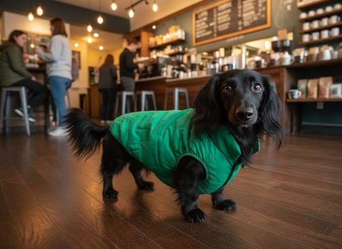 ASENKU Dog Winter Coat - Waterproof Windproof Dog Jacket, Warm Snowproof Doggie Puffer Vest for Cold Weather, Lightweight Snow Coats for Small Medium Large Dogs (2XL, Green)