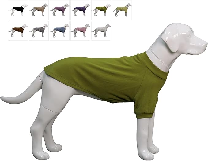 Lovelonglong Ribbed Dog T-Shirt Cotton Knitted Dog Sweaters for All Season Pet T-Shirts for Large Medium Small Dogs Olive Green XS