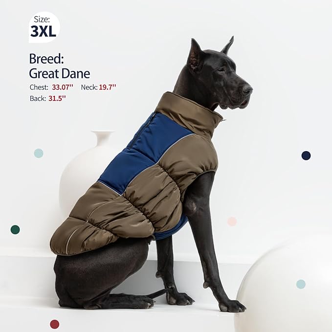 IECOii Medium Dog Coat - Waterproof, Fleece Lined, Reflective, Warm Winter Jacket