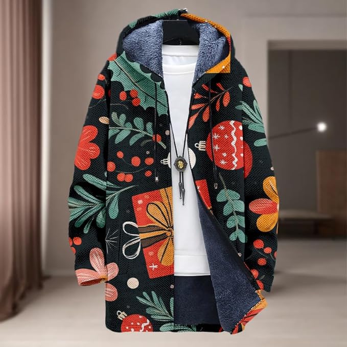 Oversized Full Zip Hoodie for Men Sherpa Fleece Lined Jacket with Hood Soft Warm Winter Coat with Pockets