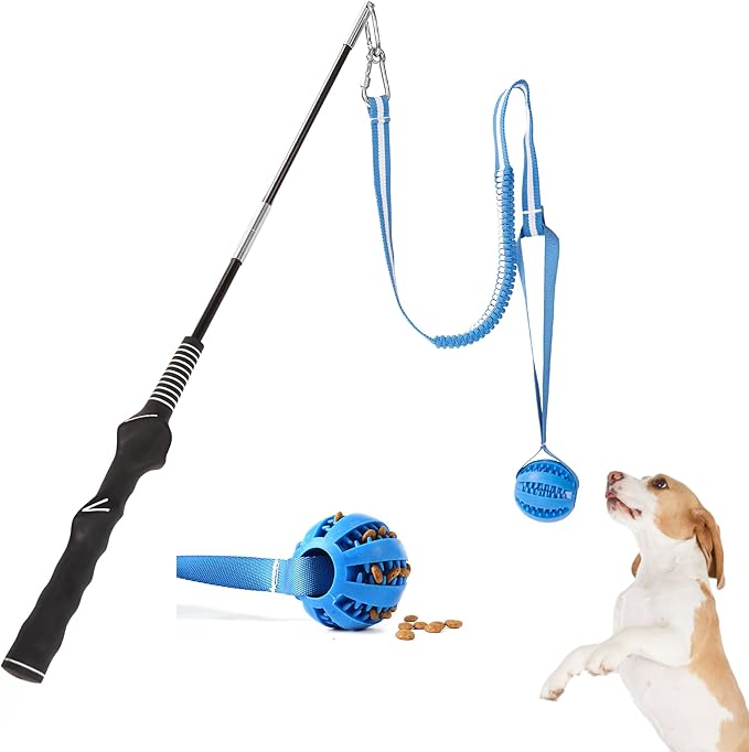 Flirt Pole for Dogs Interactive Dog Pole Toy for Large Medium Small Dogs, Sports Dog Teaser Pole for Tug of War, Flirt Pole with Lure Ball (Standard Pole + Tensile Rope)