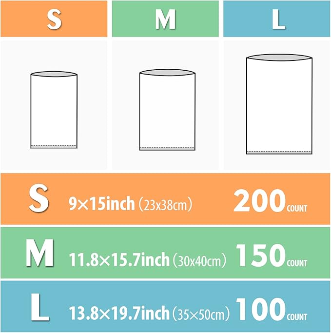 Odor Sealing Waste Disposal Bags M/150 Count Cat Litter Bags Unscented Cat poop bags Large Capacity Diaper Disposal or Pet Waste Bags