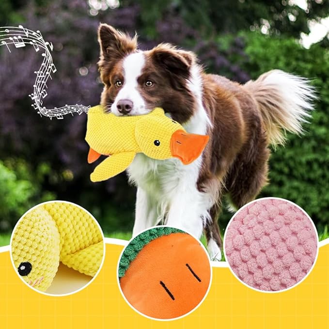 Dog Toys for Aggressive Chewers,2025 Upgraded Dog Chew Toys for Small Large Dogs,Indestructible Puppy Teething Toys,Plush Yellow Stuffed Duck Toy (Yellow+Pink+Green, Medium)