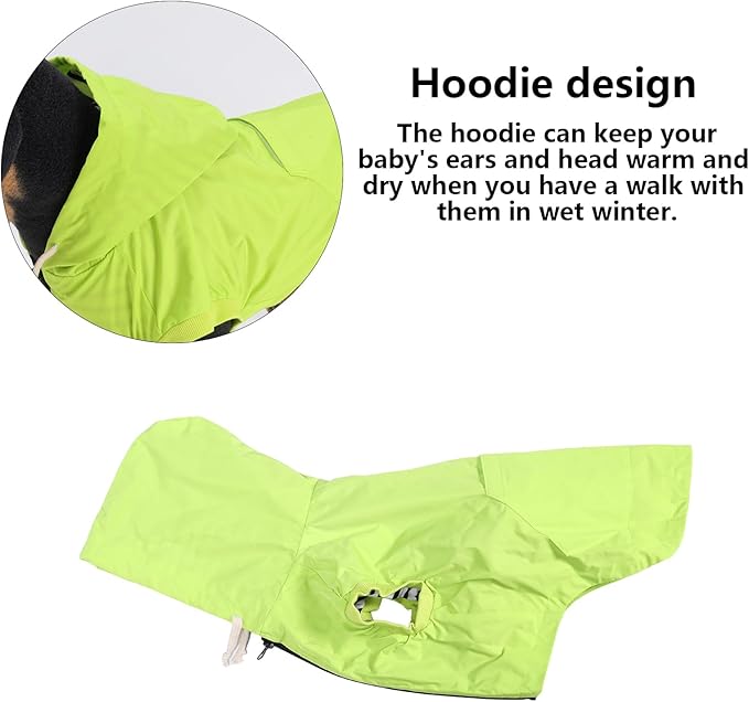 Dog Raincoat rain Jacket Dogs Waterproof fit for Small Medium Breeds Zipper Closure Pocket Storage in Cold Day - Light Green - XS