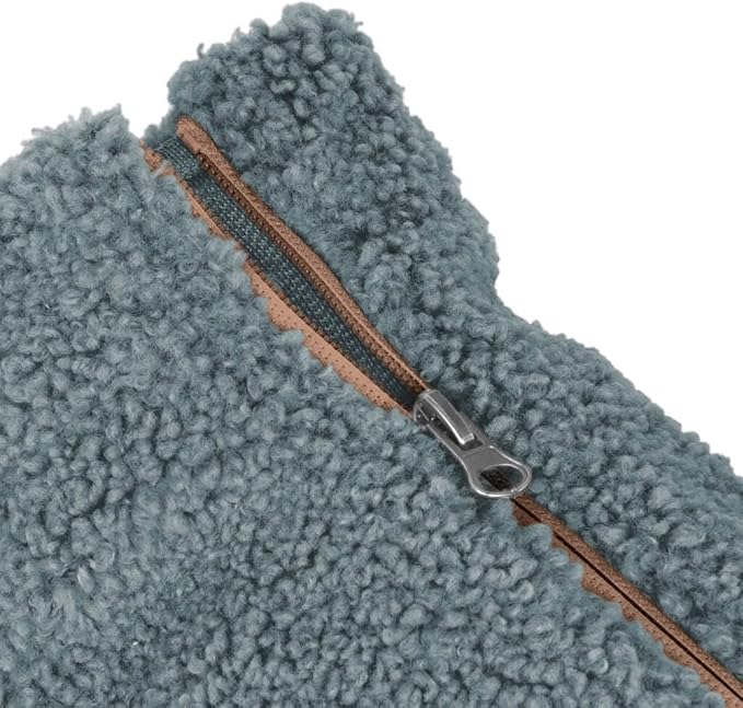 Gooby Sherpa Vest - Stone Blue, Large - Warm Fuzzy Fleece Step in Dog Jacket Without Ring Leash - Winter Small Dog Sweater - for Everyday Use