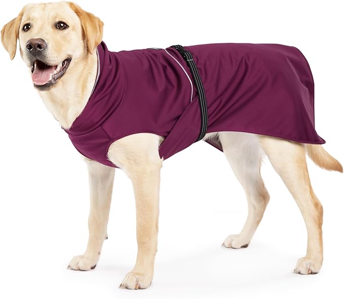 Goldpaw Rainpaw Waterproof Dog Raincoat - Durable Dog Rain Jacket for All Seasons - Easy to Wear, Adjustable, Premium Pet Outerwear - Made in The USA - Machine Washable - Beetroot - Size 22