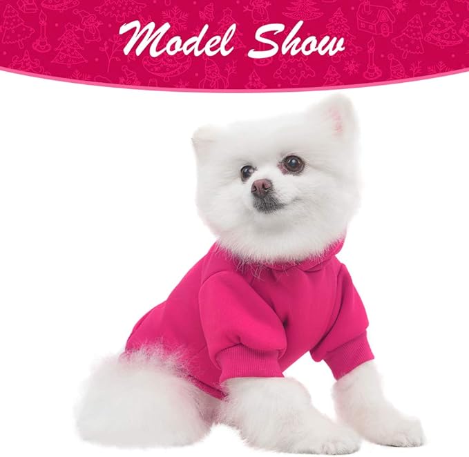 KOOLTAIL Basic Dog Hoodie - Soft & Warm Dog Hoodie Sweater with Leash Hole and Pocket, Dog Winter Coat, Cold Weather Clothes Sweatshirt for Small Medium Large Dogs Puppy Cat Boys Girls Deep Pink S