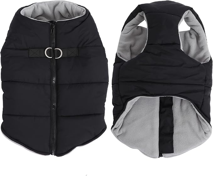 Dog Bulldog Clothes Dog Cotton Padded Coat Thick Winter Warm Vest Waistcoat Cold Weather Clothing for French Bulldog-Black-L