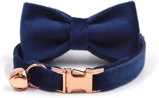 Personalized Cat Collar with Bells,Velvet Customized Small Cat Collar with Name Tag,Pet Collar with Name Phone Number Engraved ID Tags for Boy and Girl Kitten Cats (Tibetan Blue)