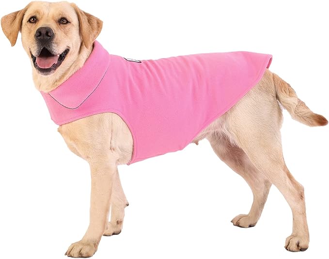 Fleece Dog Coat Winter Pet Jacket Reflective for Cold Weather for Large Medium Small Dogs(Pink,2XL)