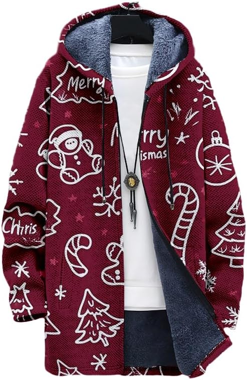 Oversized Full Zip Hoodie for Men Sherpa Fleece Lined Jacket with Hood Soft Warm Winter Coat with Pockets