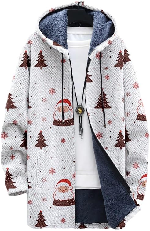 Oversized Full Zip Hoodie for Men Sherpa Fleece Lined Jacket with Hood Soft Warm Winter Coat with Pockets