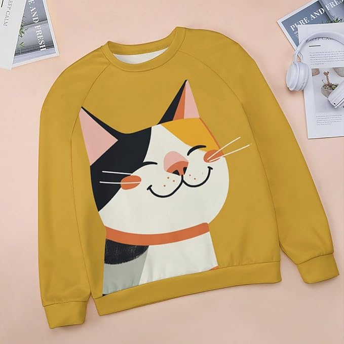 Womens Long Sleeve Tops Y2k Japanese Art Print Sweatshirts Fall Pullover for Women Crewneck Vintage Shirts Boho Tops