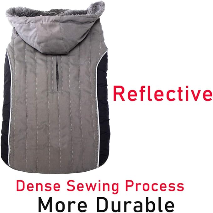 Fleece Dog Hoodie for Small Medium Dogs Super Warm Puppy Jacket for Cold Winter Dog Coats,Grey M