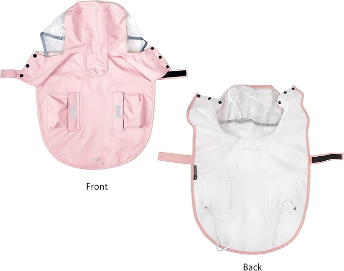 Dog Raincoat,Waterproof Rain Poncho with Hoodie, High Reflective Adjustable Pet Rain Jacket with Leash Hole for Small Medium and Large Dogs (Pink, Large)