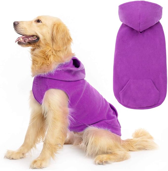 EXPAWLORER Dog Hoodie Fleece Sweater Vest, Hooded Dog Sweatshirt Fall Winter Pet Clothes with Leash Hole, Sleeveless Warm Cozy Puppy Clothing for Cat Small Medium Large Dogs Girl Boy, Purple XS