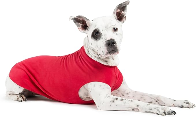 Goldpaw Stretchy Fleece Jacket for Small Dogs - Super Soft, Warm Dog Sweater - Pet Sweater Vest for Fall and Winter - Canine Clothes Made in The USA - Machine Washable - Red - Size 22