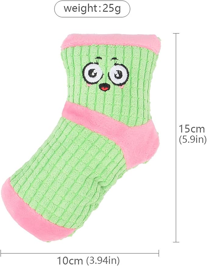 Squeaky Dog Toys, Funny Dog Toys Stuffed Plush Dog Toy, Cute Socks Dog Birthday Gift Dog Chew Toys Pet Toys for Small Medium Dogs(Pink Green)