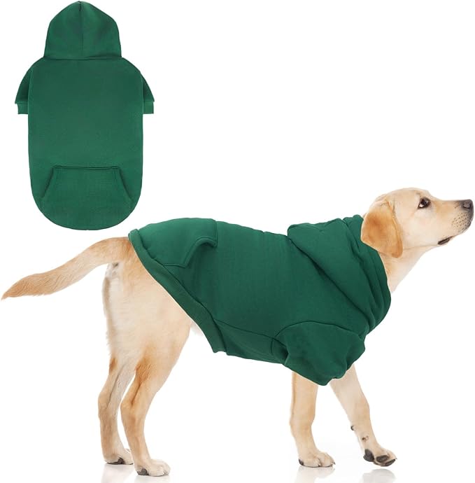 KOOLTAIL Basic Dog Hoodie - Soft & Warm Pet Hoodie Sweater with Leash Hole and Pocket, Dog Winter Coat, Cold Weather Clothes Sweatshirt for Small Medium Large Dogs Puppy Cat Boys Girls Deep Green XXL