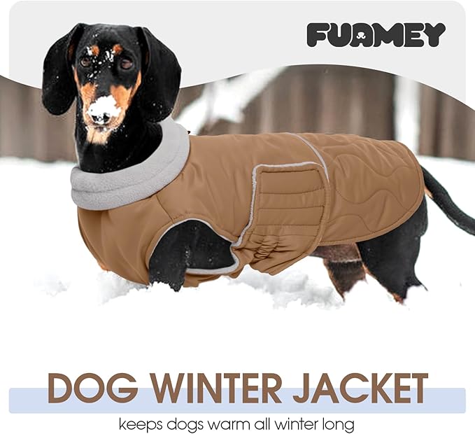 FUAMEY Winter Warm Dog Coat, Fleece Turtleneck Jacket, Thick Waterproof Windproof Cold Weather Coats, Snowsuit Vest for Small to Large Dogs