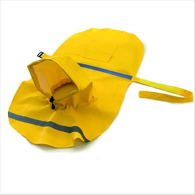 Mikayoo Large Dog Raincoat Adjustable Pet Waterproof Clothes Lightweight Rain Jacket Poncho Hoodies with Strip Reflective(Yellow,XXXL)