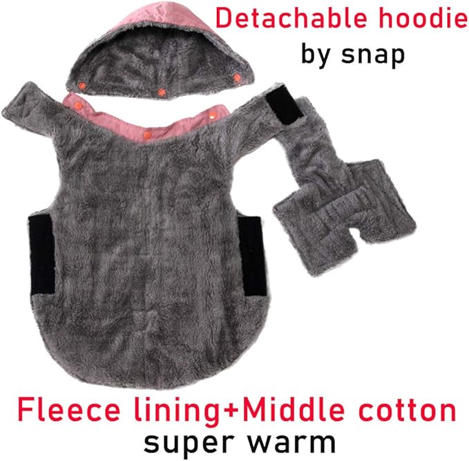 Fleece Dog Hoodie for Large Dogs Super Warm Doggie Jacket for Cold Winter Dog Coats,Pink XXL