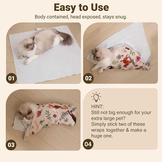 Cat Grooming Wrap Cat Wrap for Cutting Nails, 23.6 Cat Wrap for Grooming, Cat Restraint for Nail Clipping, Multifunctional Swaddle Wrap Pet Tool, Cat Burrito Wrap