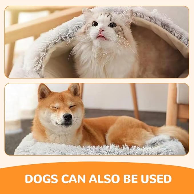 Lapcatz Nest Bed, 2026 Upgraded Cat Beds for Indoor Cats, Portable Fluffy Pet Bed, Durable Covered Cat Bed for Indoor Use, Soft Puppy Bed for Pet Owners (Coffee, Large)