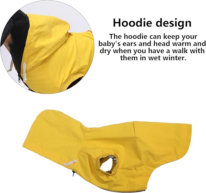 Dog Raincoat rain Jacket Dogs Waterproof fit for Small Medium Breeds Zipper Closure Pocket Storage in Cold Day - Yellow - XS