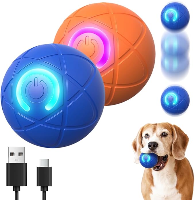 2025 New Dog Ball for Large Dogs, 2PCS Interactive Dog Ball Toy Vibrating Balls, Smart Shaking Pet Bounce Electric Balls Automatic Moving Pet Toy for All Dogs (A1+A2)