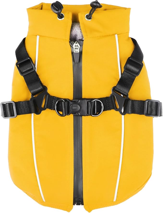 Dog Winter Coat Reflective Water-Resistant Jacket, Fleece Lined Windproof Puppy Coat with Back Zipper & D-Ring, Cold Weather Dog Coats for Small Medium Large Dogs (XL, Orange)