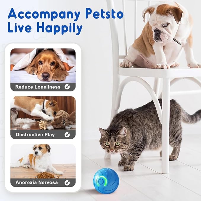 Moving Dog Ball, 2026 New 2Pcs Automatic Vibrating Dog Ball Toy, Smart Bouncing Shaky Balls Toy for Dogs, Interactive Jumping Dogs Balls That Moves on Its Own for Small Dogs (Blue)