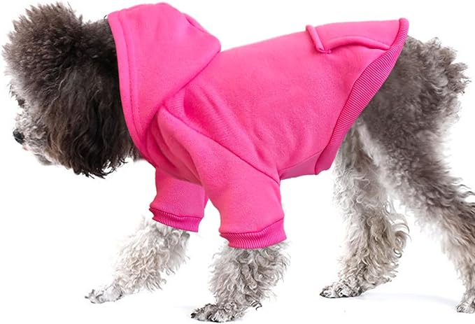 Jecikelon Winter Dog Hoodie Sweatshirts with Pockets Warm Dog Clothes for Small Dogs Chihuahua Coat Clothing Puppy Cat Custume (Rose red, X-Large)