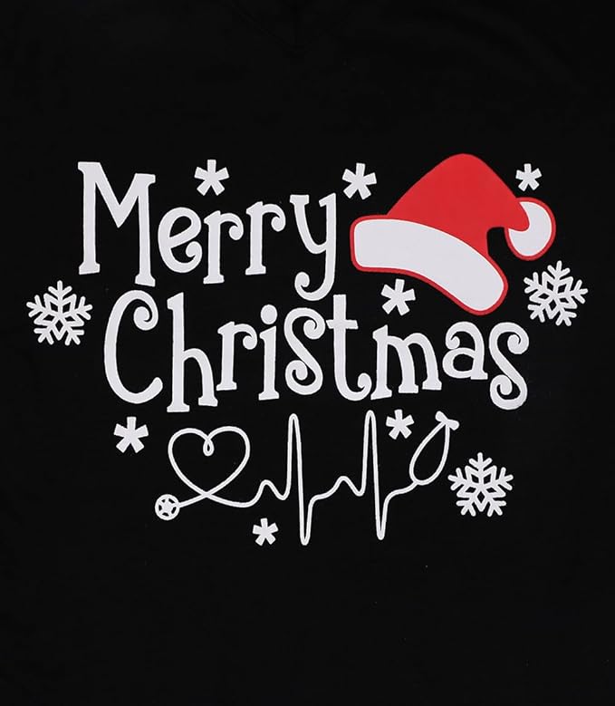 Tobrief Women's Long Sleeve V-Neck Shirts Fall Graphic Tees Loose Casual T-Shirt