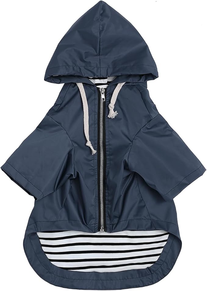 Dog Raincoat rain Jacket Raincoat Dogs Waterproof Small Medium Breeds Zip Closure Storage Pocket Harness Hole Blue S