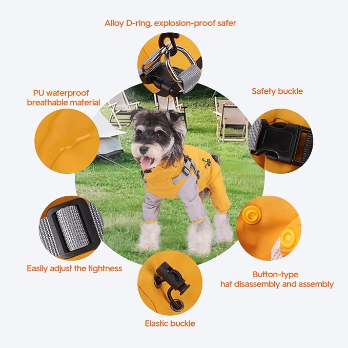 Waterproof Dog Raincoat with Windproof Design Adjustable Fit for Small Medium Large Dogs, Puppies Includes Anti-Slip Dog Shoes for Hardwood Floors and Water Protection, Light-Weight (XL)