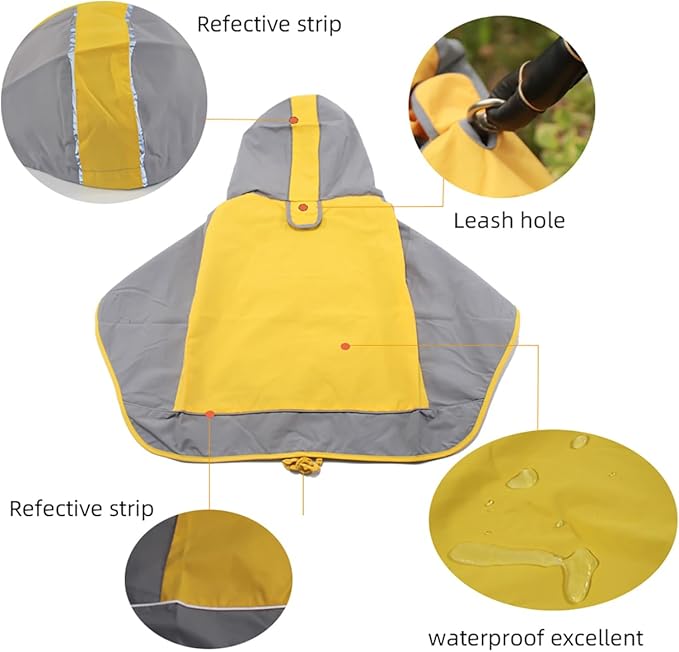 Dogs Packable Lightweight Raincoat: Pet Dog Hood Waterproof Coats Blue Size 12