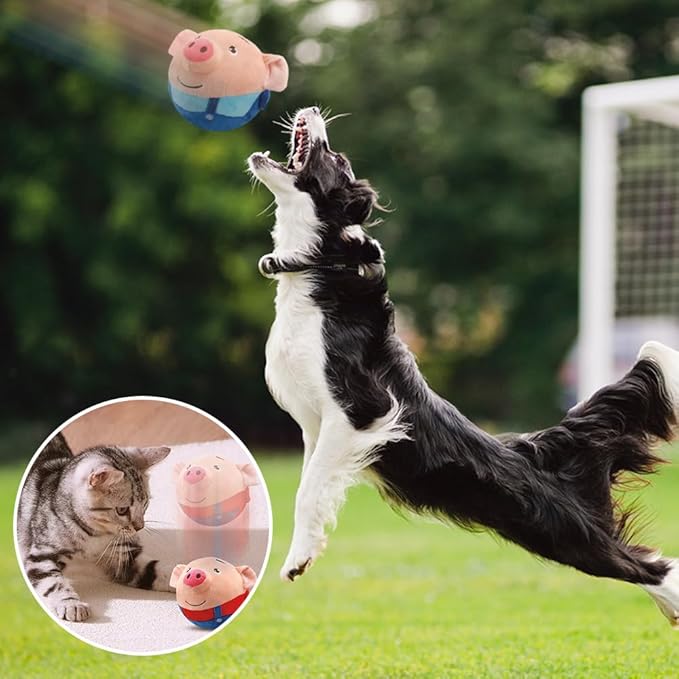 Dog Toys for Small Large Dogs,Puppy Toys to Keep Them Busy,Moving Interactive Squeaky Dog Toy,Active Moving Pet Plush Toy,Small Dog Toys (Blue Pig)
