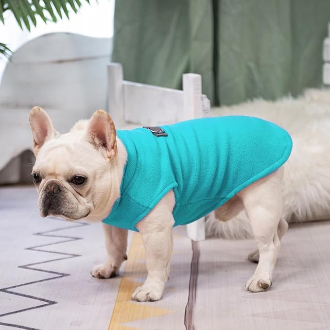 BEAUTYZOO Dog Fleece Vest Sweater Winter Jacket for Small and Medium Dogs with D-Ring Leash Cold Weather Coat Hoodie for XS S M Dogs Boy or Girls, Blue XS