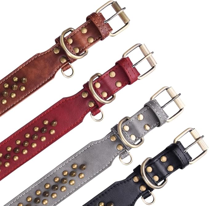 Spiked Dog Collar Soft Pu Leather Mushrooms Rivet Spike Studded Puppy Adjustable Pet Collars for Small Breeds (M, Brown2)