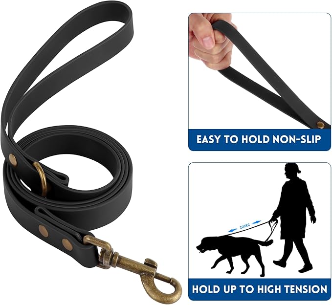 Wisedog Dog Collar and Leash Set, Waterproof Adjustable Puppy Collars with Cute Tag 6FT Dog Leash with Poop Bag for Small Medium Large Dogs (XL(Collar:16"- 25.5";Leash:6 ft), Black)